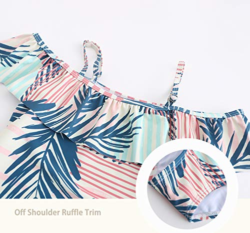 Image of Girls One Piece Swimsuits Off Shoulder Bathing Suit for Kids Hawaiian Swimwear 3-16 Years