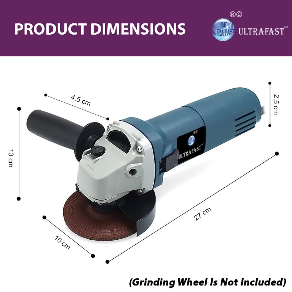 Image of ULTRAFAST UF-AG6100 Angle Grinder 850 Watt Corded 11000 RPM Speed Tool Grinding 100mm Machine Auxiliary Handle Ideal for Polishing Cutting Home & Professional Use (Grinding Wheel Is Not Included)