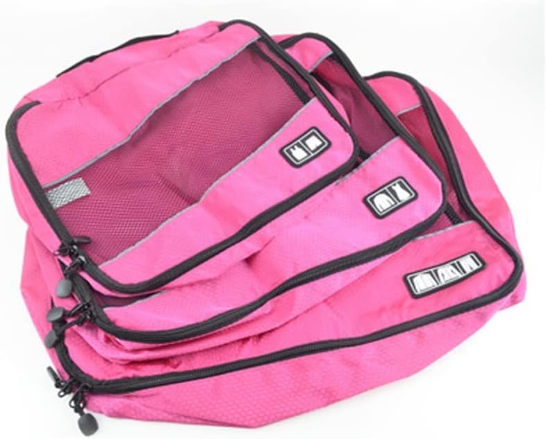 JSEIAJB 3Pcs/set Travel Luggage Organizer Packing Cubes Set Breathable Mesh Storage Clothes Bag Waterproof Travel Accessories(E)
