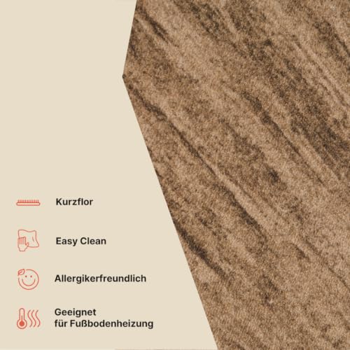 TAPISO Anti Rutsch Teppich Läufer rutschfest Brücke Meterware Modern Hellbraun Creme Streifen Meiliert Design Flur Küche Wohnzimmer Diele… – Ansicht 5