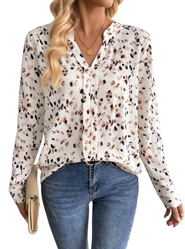 Avanova Women Boho Printed V Neck Tops Long Sleeve Shirts Work Blouses2