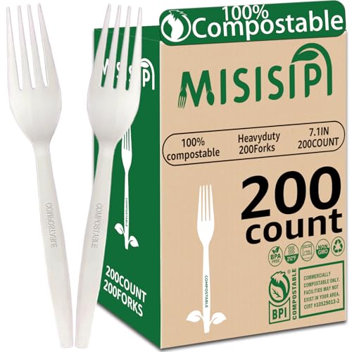 MISISIPI Compostable Heavy-Duty Disposable Forks Set