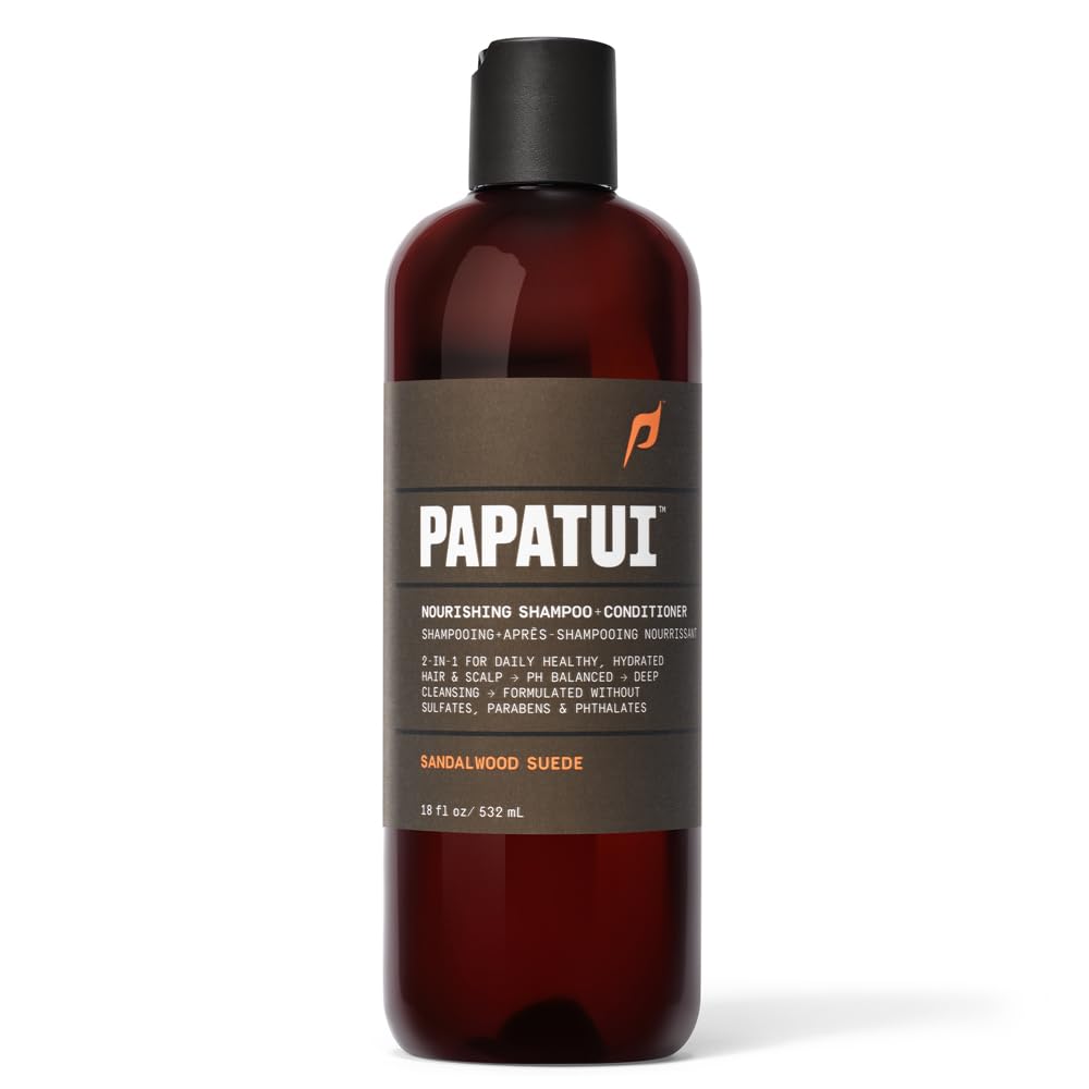 PAPATUI by Dwayne Johnson Nourishing Shampoo + Conditioner 2in1 for Men | Clean Hair & Scalp | Sulfate-Free | Sandalwood Suede | 18 oz