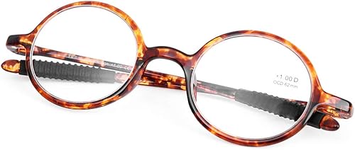 DOOViC Lentes de lectura redondos, flexibles, ligeros, con diseño de tortuga para hombres y mujeres +1.25 de fuerza DOOViC Lentes de lectura redondos, flexibles, ligeros, con diseño de tortuga para hombres y mujeres +1.25 de fuerza