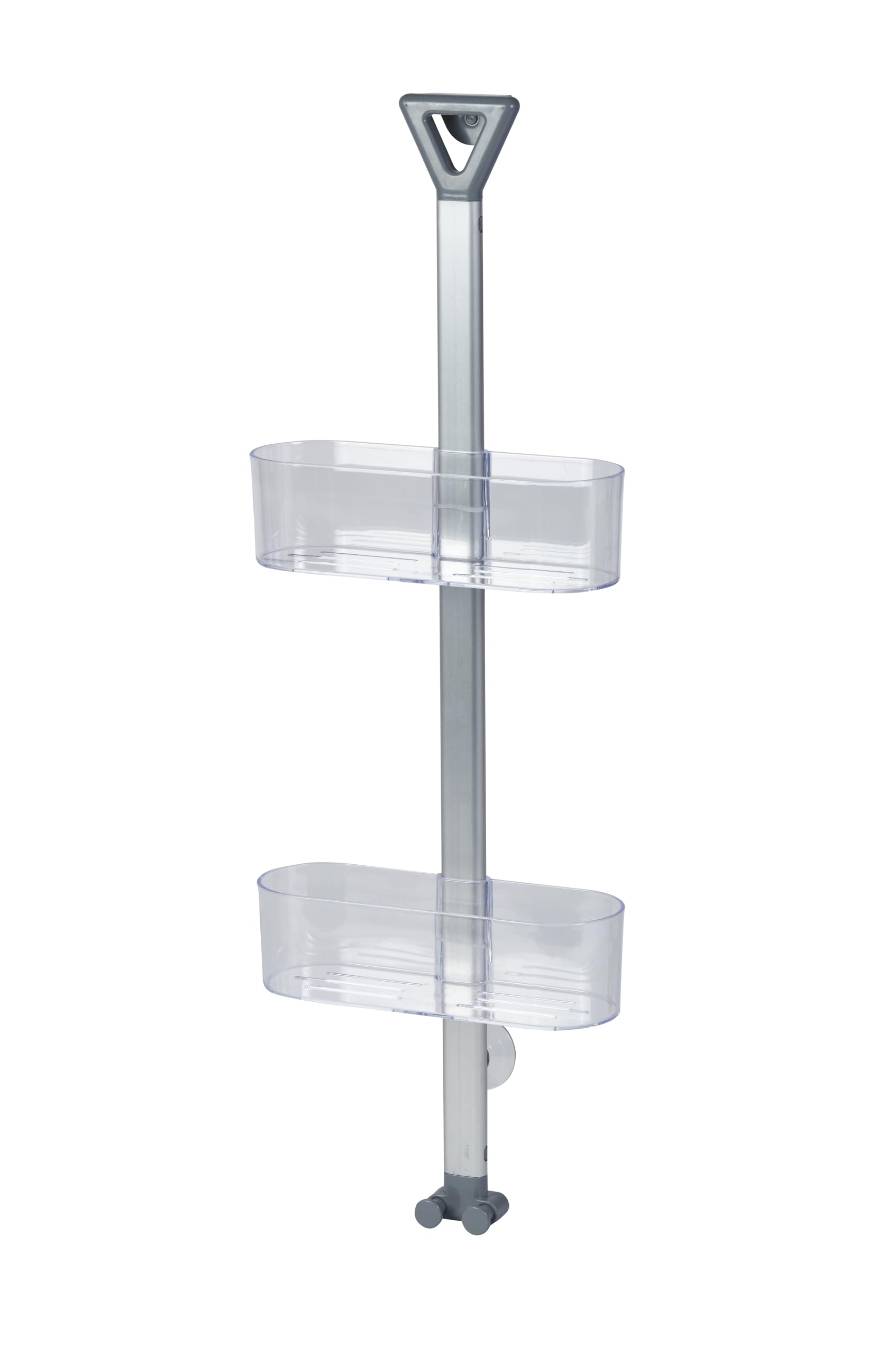 Showerdrape Elements 2 Tier Basket Hanging Shower Caddy - Aluminium/Acrylic - Clear