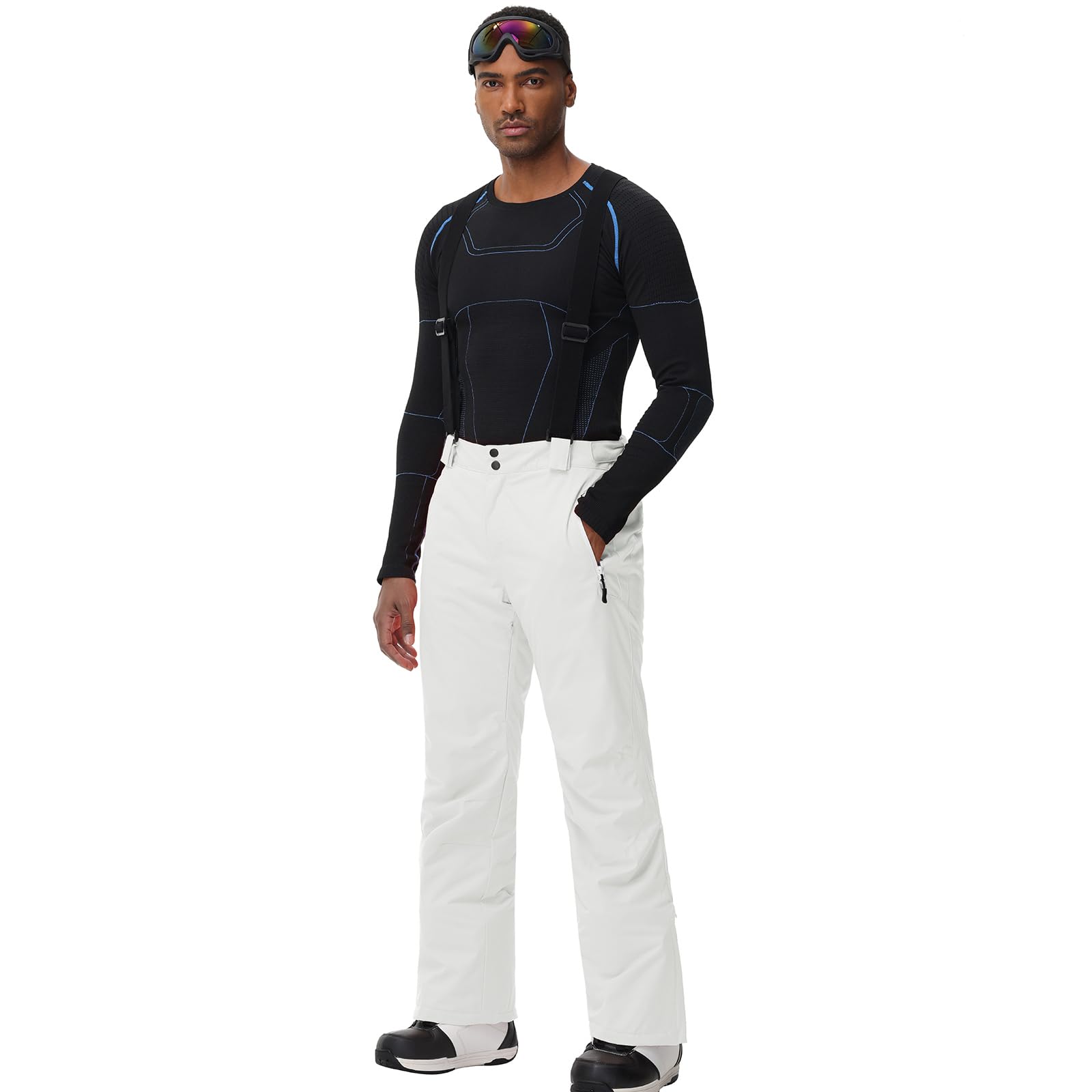 ALSOGO Trajes de esquí para hombre, 2 piezas, juegos de snowboard impermeables a prueba de viento invierno cálido chaqueta de esquí y pantalones conjunto para esquiar snowboard escalada