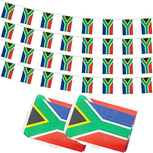 Yamiuo 100 Feet South Africa String Flag, 76 Pcs South Africa Banner Flag, Small Mini World Banner Flags for Sports Events, Bars Decorations, School Festivals, Party Decorations, Celebrations (South Africa)