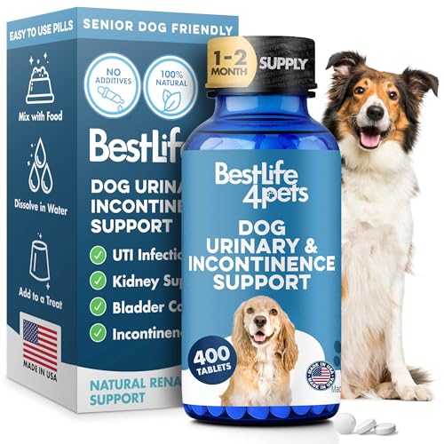 Dog UTI Treatment & Kidney Health Formula – Natural Dog Urinary Tract Supplements to Manage Urine Frequency & Leaks – Bladder Control Support for Urinary Incontinence & Renal Health – 400 Tiny Pills