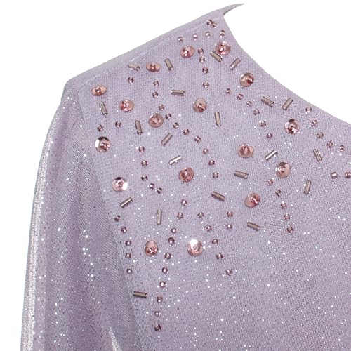 Image of S.L. Fashions Women's Glitter Mesh Stretch Dress W /Shoulder Embellishment Formal Long Gown, (Petite and Regular Sizes)