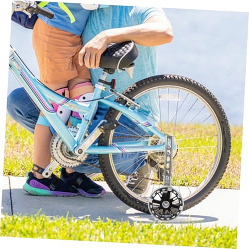 Ruedas de entrenamiento de repuesto FOMIYES para bicicleta con luces LED intermitentes, estabilizadores auxiliares negros, ruedas auxiliares resistentes para principiantes (niños) miniatura 7