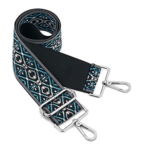 Image of Silvery Buckles Wide Shoulder Strap Adjustable Replacement Belt Crossbody Canvas Bag Handbag
