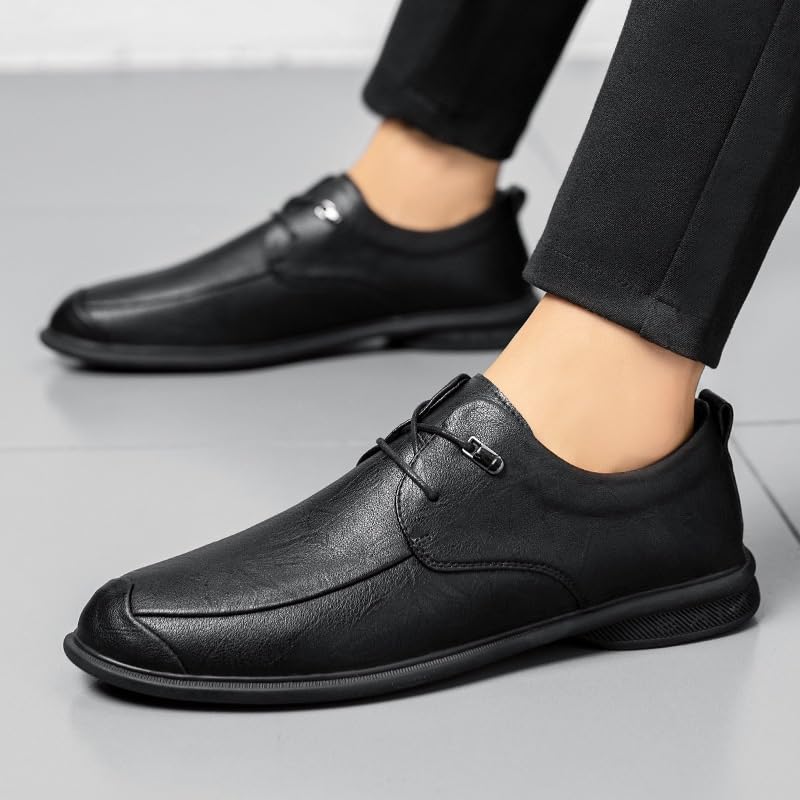 Men Formal Shoes Dress Oxford Lace Up Business Non Slip Low Top Block Heel Anti-Slip Classic Round Toe Patent Leather Wingtip3
