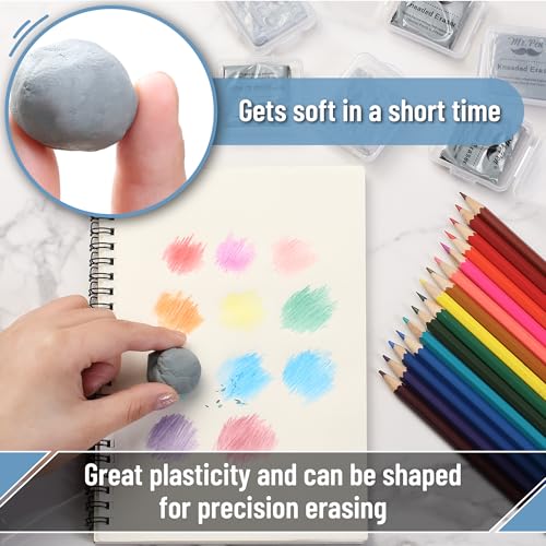Image of Mr. Pen- Kneaded Erasers, 10 Pack | Gray Moldable Art Erasers with Storage Cases, Soft Kneadable Erasers for Charcoal, Graphite, Pencil & Pastel Drawing