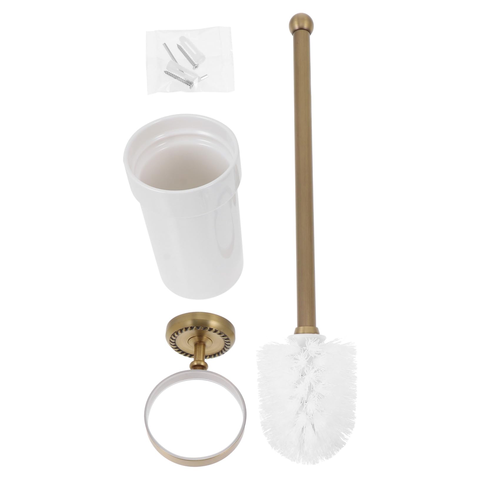 Cabilock Soporte para Cepillo de Baño de Latón Antiguo con Acabado Bronce Aceitado Resistente la Corrosión con Taza de Diseño Europeo para Montaje Oculto Pared Retro para Baño y Aseo