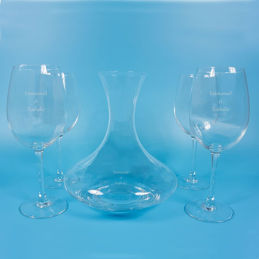 Ensemble Carafe Et Verres Personnalisés Pour Couples - Cadeau Mariage, Anniversaire Ou Noces