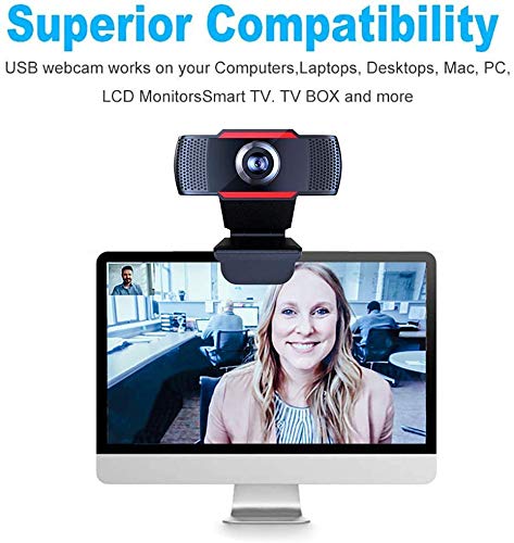 Soyerras Webcam per pc con Microfono Stereo/pc Camera con Microfono USB/per Video Chat e Registrazione Compatibile con Windows Mac e Android/Webcam 1080P Full HD