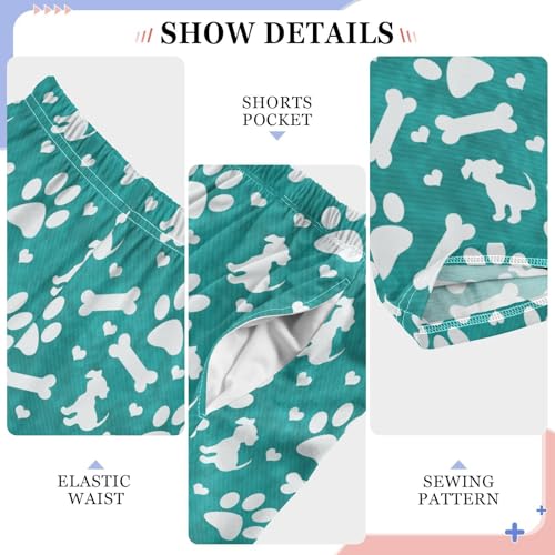 Puppy Dog Paw Print Bone Boys Long Pants Soft Trousers Elastic Waist Kids Lounge Bottoms with Pockets S-XL4