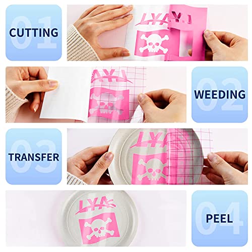 Image of Lya Vinyl 12 Pack Glossy Hot Pink Permanent Vinyl, 12 inchx12 inch Self Adhesive Vinyl Sheets for Decor Sticker, Party Decoration, Craft Projects