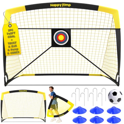 Image of Happy Jump Folding Soccer Goal for Backyard, 2.1 x 1.5 Meters, 1.5 x 1.1 Meters, 1.2 x 0.9 Meters, 0.9 x 0.7 Metres