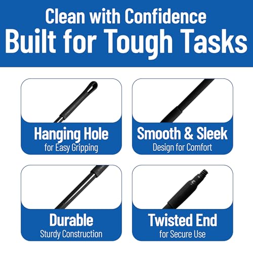 Image of SPARTA 48 inch Fiberglass Replacement Handle with 3 /4 inch Acme Thread Tip, Polyester Veil Reinforced, Hanging Cap, Commercial Cleaning, Black (Pack of 12)