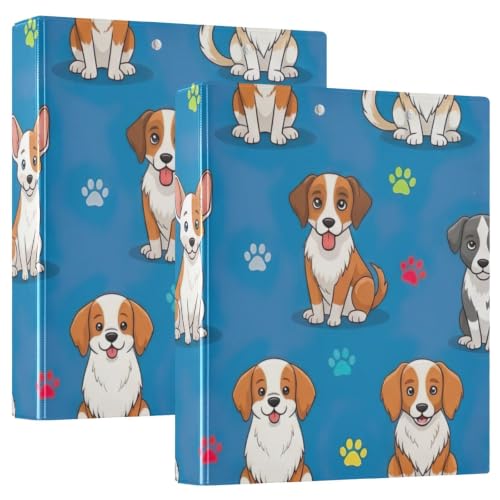 Classeur imprimé chiens mignons bleu taille unique 2 rangement