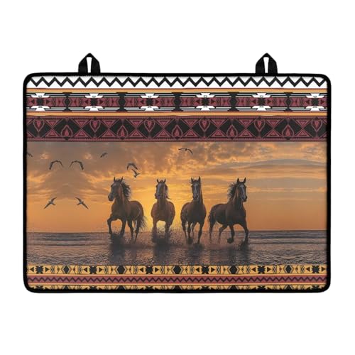 Image of Aztec Horse Electric Stove Top Cover,Black Cat Stove Cover for Glass Top Electric Stove,Astrology Heat Resistant Flat Top Stove Mat Countertop Protector