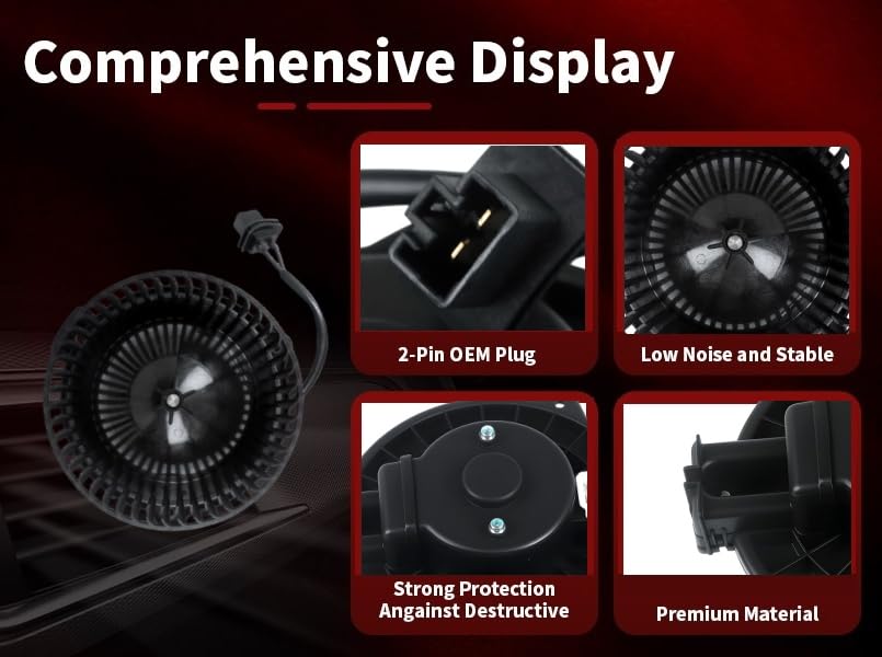 Image of Vetmor 700296 HVAC Heater Blower Motor with Fan Front Fits for Mazda 3 L4 2.0L-2.5L 2014-2018, Mazda CX-5 L4 2.0L-2.5L 2013-2016, Replace# KD45-61-B10, 700296