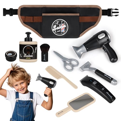 YIYZAOF Kids Barber Shop Pretend Play Toy-Toddler Hair Salon Toys Playset-Kids Shaving Kit for Boys,Gift Suitable Boys Ages 3+