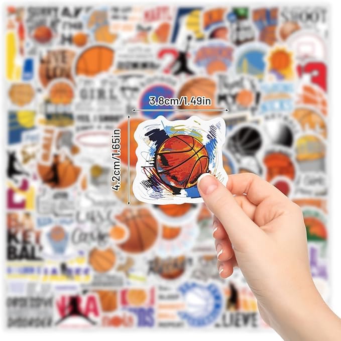 CWPFVQA 200 Adesivi Basket, Adesivi Elementi Sportivi, Adesivi Graffiti Creativi, Adesivi Decorativi Fai da Te, Possono Essere Utilizzati per Decorare Quaderni, Monopattini E Bottiglie d'Acqua