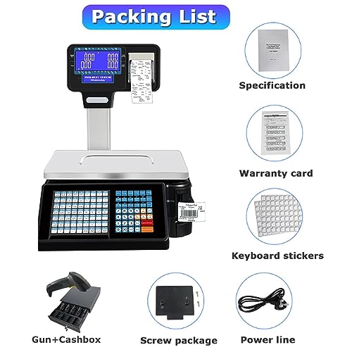 Báscula digital con impresora térmica y doble pantalla LCD miniatura 2