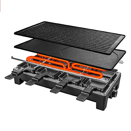 HAZYJT Raclette Grill Für 8 Personen Partygrill Antihaft Beschichtung 1500 W Leistung Stufenlos Regulierbare Temperatur… – Bild 3