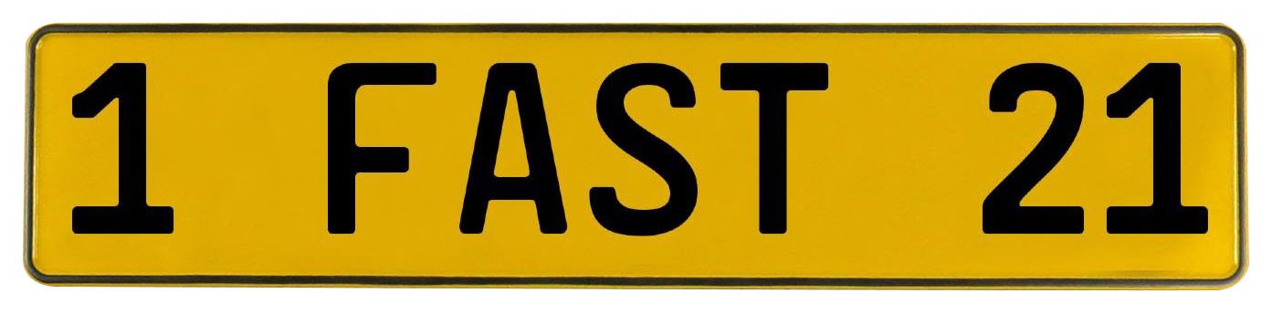 Vintage Parts572545 Wall Art (1 FAST 21 Yellow Stamped Aluminum Street Sign Mancave)