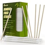 LAECOVN Bamboo Straws Disposable, 200 Count 7.8" Length - Compostable, Plant Fiber, Durable & Plastic Free Drinking Straw - Perfect for Boba, Smoothie, and Cocktail Straws