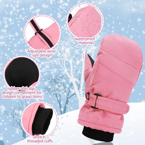 Image of Geyoga 4 Pairs Kids Mittens Waterproof Ski Gloves Boys Girl Warm Snow Winter Mittens for Kids Toddler Outdoor Activities
