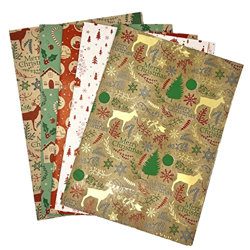 ARKRAFT 5 feuilles de papier cadeau de Noël 100 x 70 cm (Nat 11) Cover