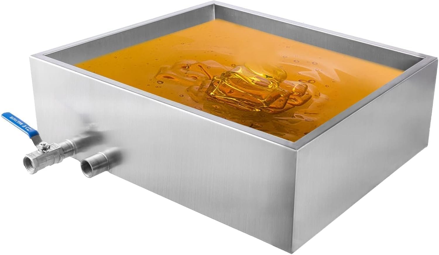 24x24 Inch Maple Syrup Evaporator Pan, Commercial Grade 304 Stainless Steel Sap Boiling Pan with Draw-Off Valve & NPT Ports, for Making Syrup, Jam,