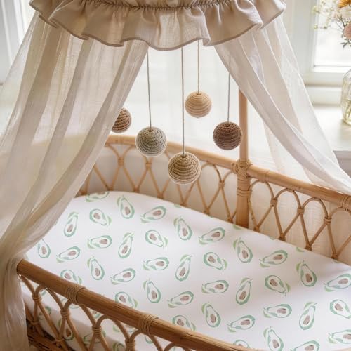 Image of Gllquen Baby Organic Cotton Bassinet Sheets (33 inchx17 inch) 2-Pack Green Avocado | 100% Cotton Bassinet Mattress Sheets, Compatible with Halo, Graco, Baby Delight. Soft, universal fitted for girls boys unisex