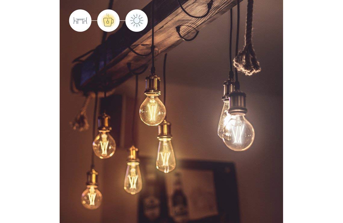 WiZ Smart LED żarówka biała A60 E27 (możliwość ściemniania, moc 7 W-54 W, 2000 K-4500 K, lm720, App & Voice Control Alexa, Siri, Google & IFTTT), biały filament Amber, A60-E27