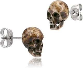 Sustainably Sourced Organic Bone Skull Earrings for Women...