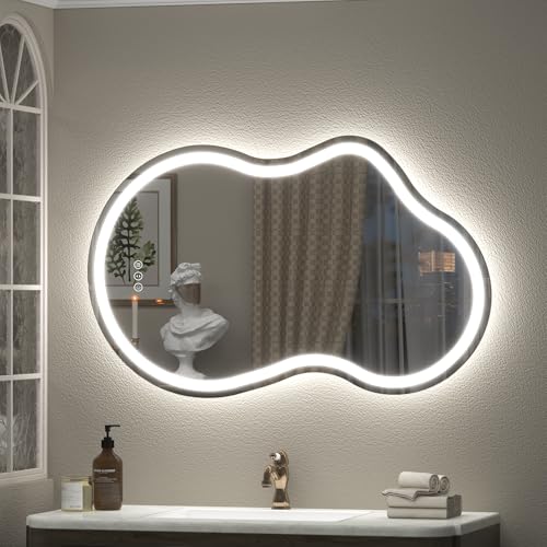 Image of 24x36 Inch Irregular Cloud LED Lighted Vanity Mirror