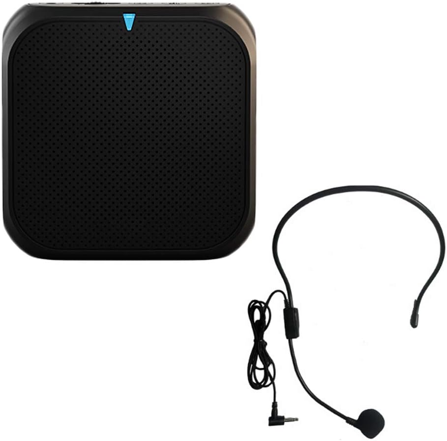 Voice Amplifier Rechargeable Light Speaker with Wired Microphone Headset Portable Waistband 5W USB U Disk/TF for Teaching, Tour Guide, Coache Training and More, Black