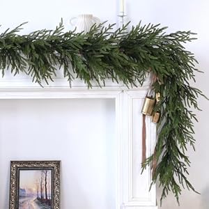 Norfolk Pine Garland - 9ft Artificial Christmas Garland Long Faux Greenery Garland for Holiday, Fireplace, Mantle, Window, Stairs, Indoor, Outdoor Decor Norfolk Pine Garland 9ft Artificial Christmas Garland Long Faux Greenery Garland for Holiday Fireplace Mantle Window Stairs Indoor Outdoor Decor