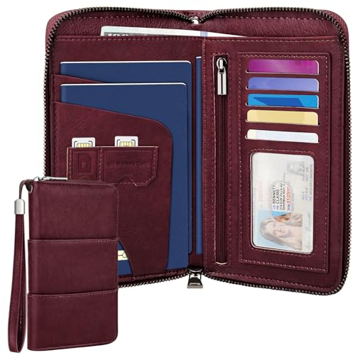 Faneam Portafoglio da Viaggio RFID, Porta Passaporto per Famiglia in Pelle PU, Portadocumenti da...