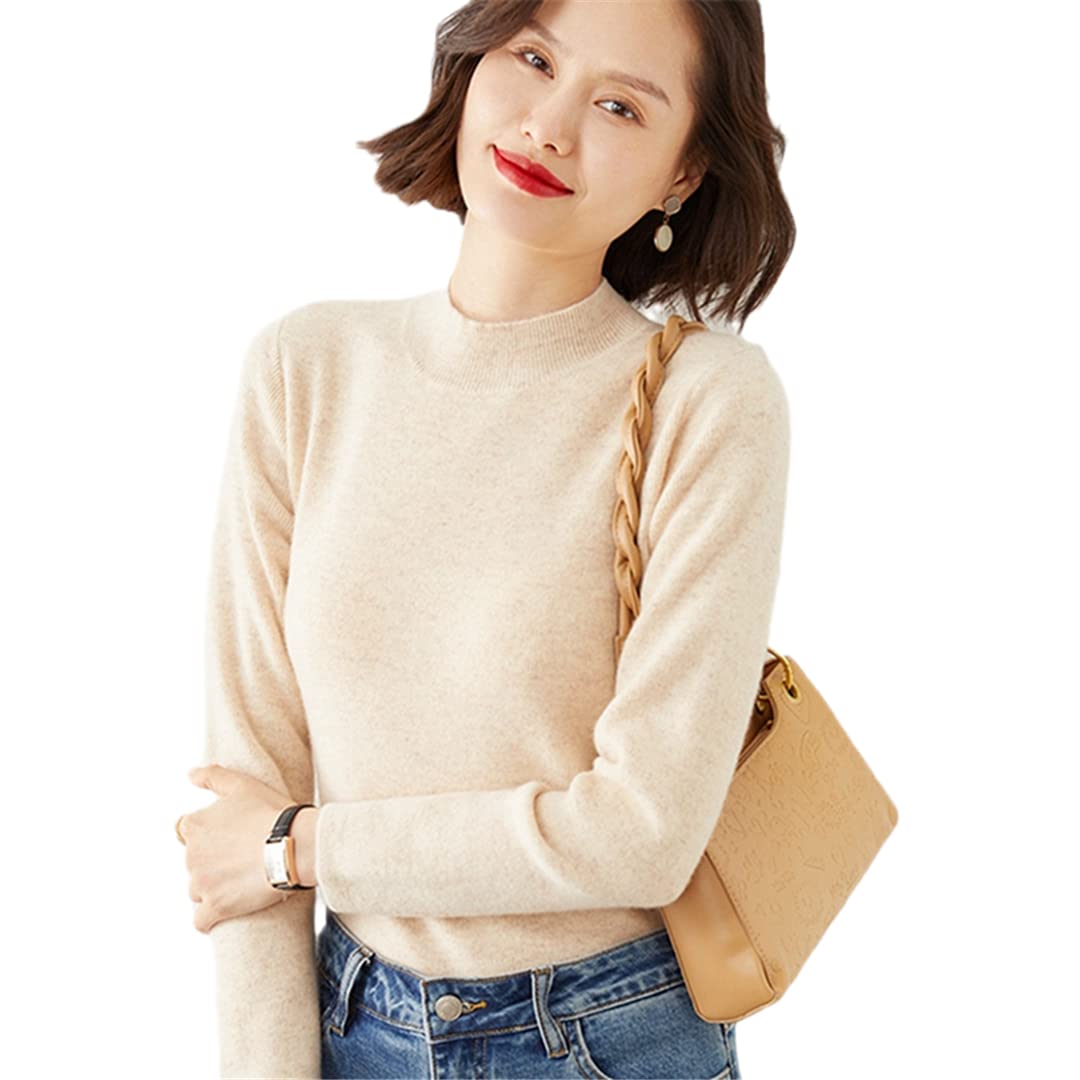 High End Semi High Neck Cashmere Sweater Thickened Sweater Womens Autumn and Winter Loose Long Sleeve Flat Pullover