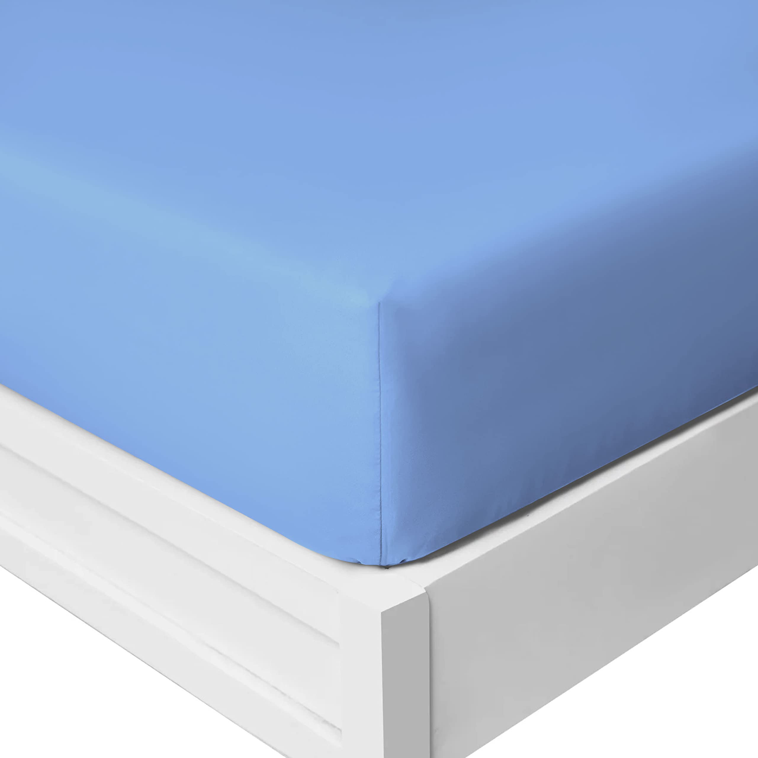 Yorkshire Bedding 25 Cm Fitted Bed Sheets - Super Soft Deep Fitted Sheet Brushed Microfibre Anti Wrinkle Bedsheet Breathable & Fade Resistant (Sky Blue, Double)