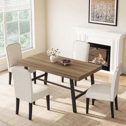 Image of GarveeHome Industrial Dining Table for 2-4, 55 inch Heavy Duty Rectangular Kitchen Table with 2 inchx2 inch Metal Legs, Small Space Dining Table for Kitchen, Dining Room (Rustic Pear, 55 inch Non-extendable)