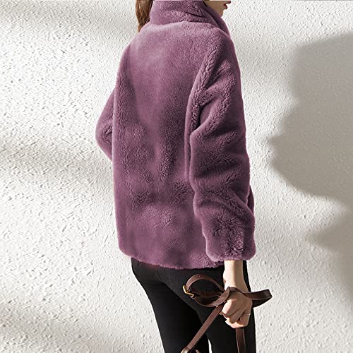 JMSUN Jaqueta feminina de inverno Casaco de pelúcia feminino com capuz Colorblock solto zíper quente