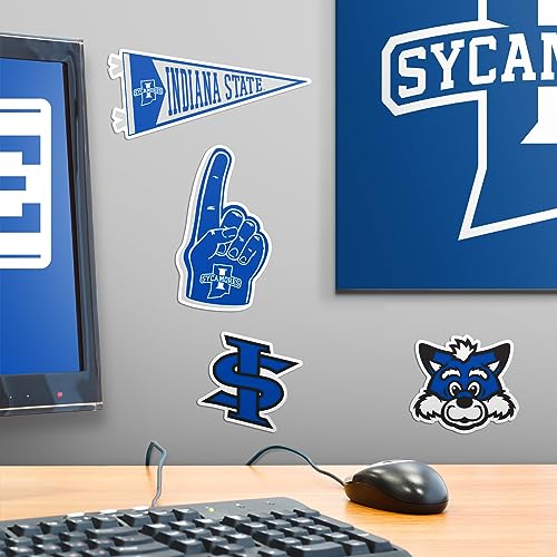 Image of Indiana State University 8ct Vinyl Large Deluxe Stickers Variety Pack - Laptop, Water Bottle, Scrapbooking, Tablet, Skateboard, Indoor /Outdoor - Set of 8