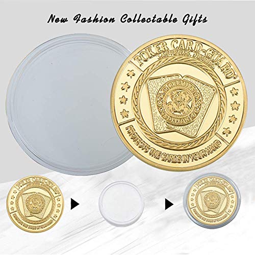 Sw Poker Card-Guard Coin Collectibles Table Games Poker Card-Guard Protector Golden Coin Chip W/ Plastic Case, Poker Chips Coin, A Great Coin Collecting Gifts For Husband, Father, Friends #TOP6