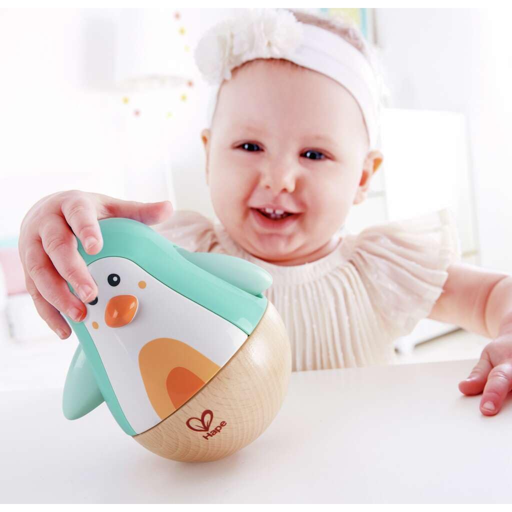 Hape Pingouin culbuto en Bois - Turquoise